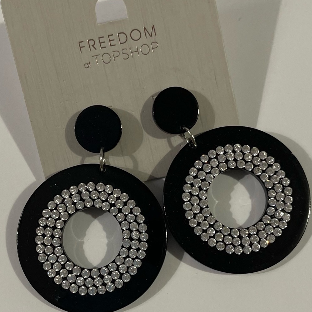 NWT Black Rhinestone Earrings
